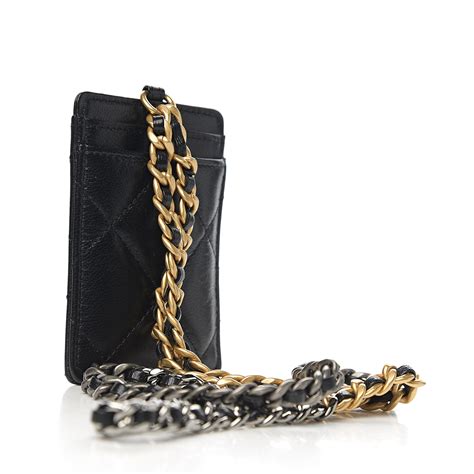 chanel 19 card holder with chain